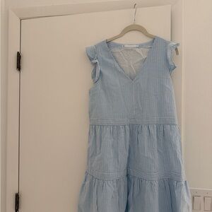 Southern Tide Blue and White Striped Seersucker Dress